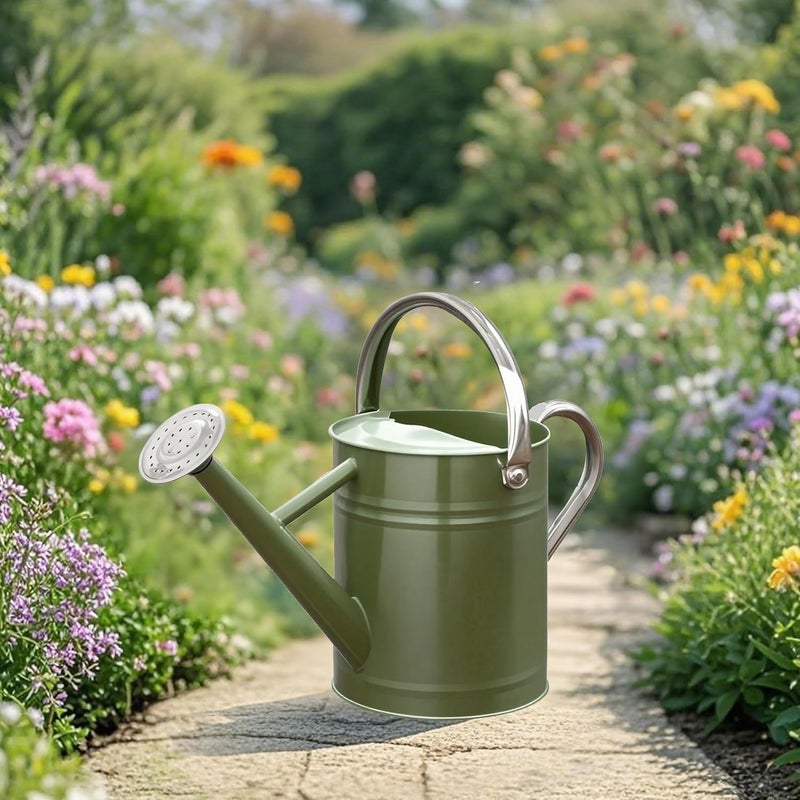 yourjoy Metal Watering Can, One Gallon Watering Cans Stainless Steel for Outdoor Indoor Garden Plants Watering (Emerald Green) - Image 5